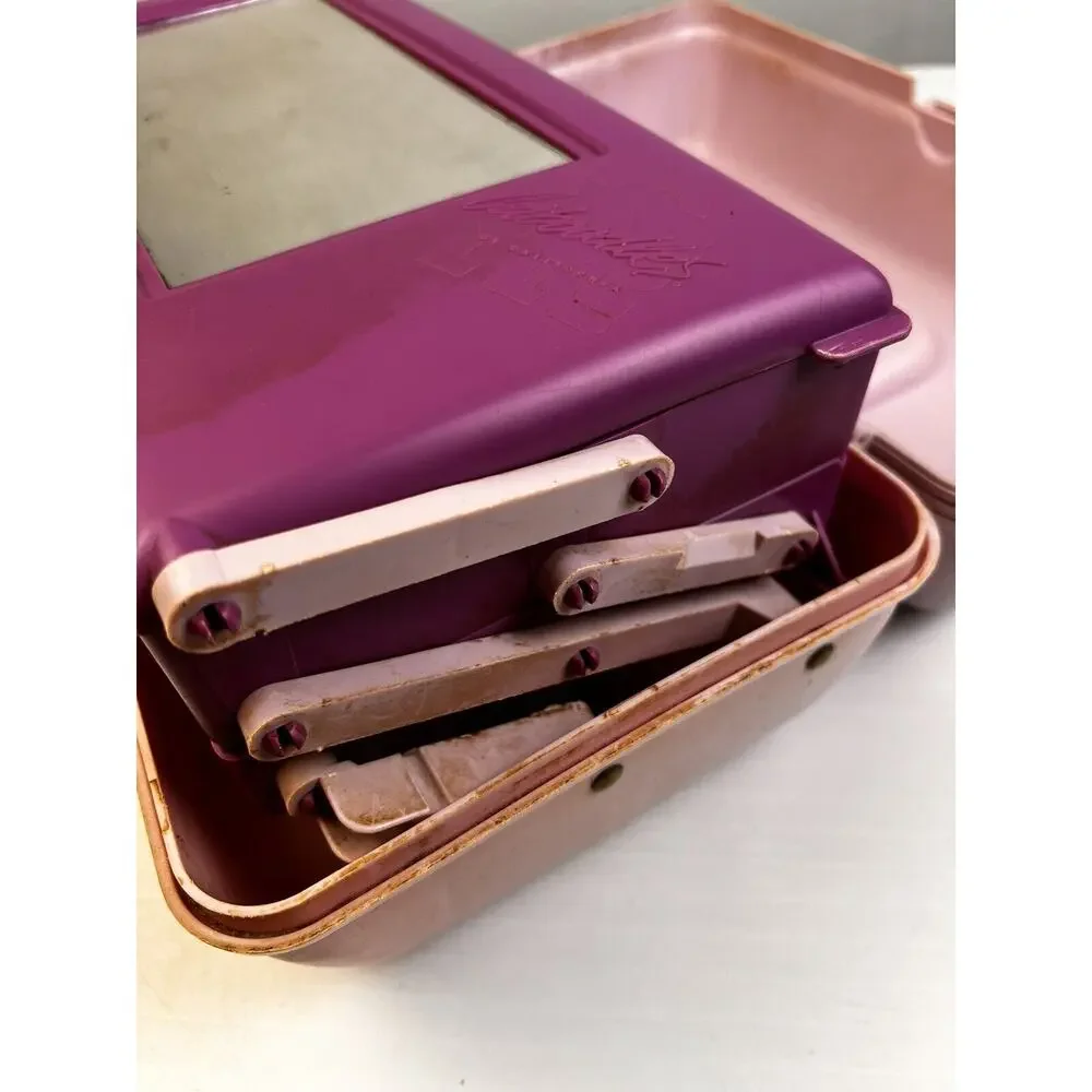 Caboodles On The Go Girl Make Up Case 80's Vintage Purple Retro Mirrored Plastic